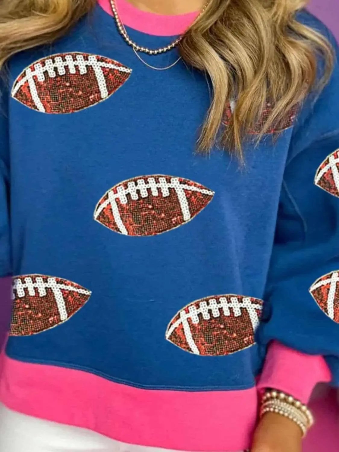 Sequin football long sleeve top - Love Salve